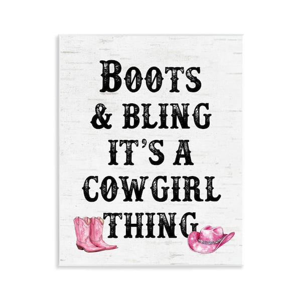 Boots and Bling Cowgirl Thing by Lettered and Lined Unframed Typography Graphic Art Print 14 in. x 11 in.