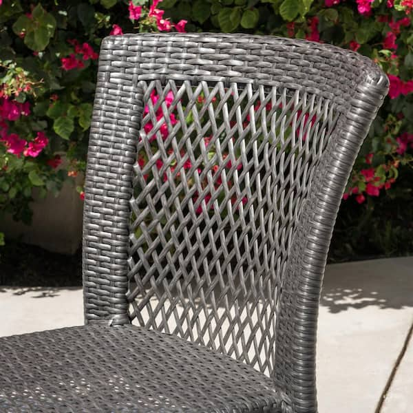 Noble house dusk gray stackable wicker outdoor dining chairs new arrivals