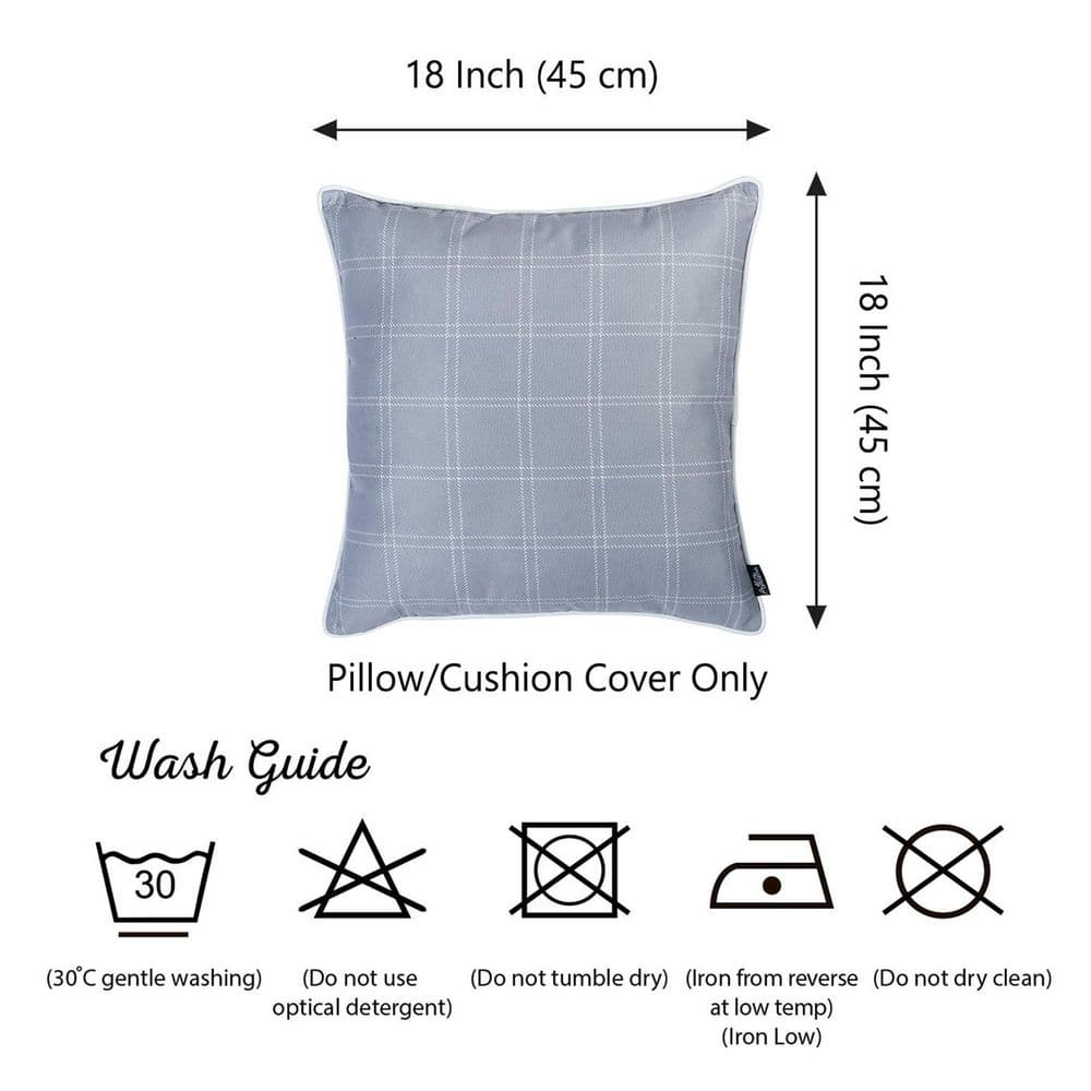 Gray Plaid Polyester Euro Throw Pillow Cover 18x18