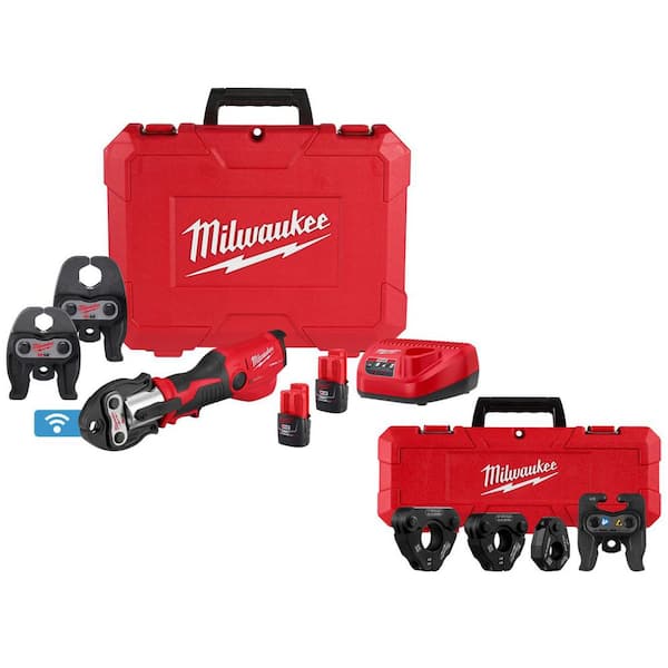 M12 12-Volt Lithium-Ion FORCE Logic Press Tool Kit with ONE-KEY and 1/2 in. - 1 in. IPS-P Pivoting Press Ring Kit