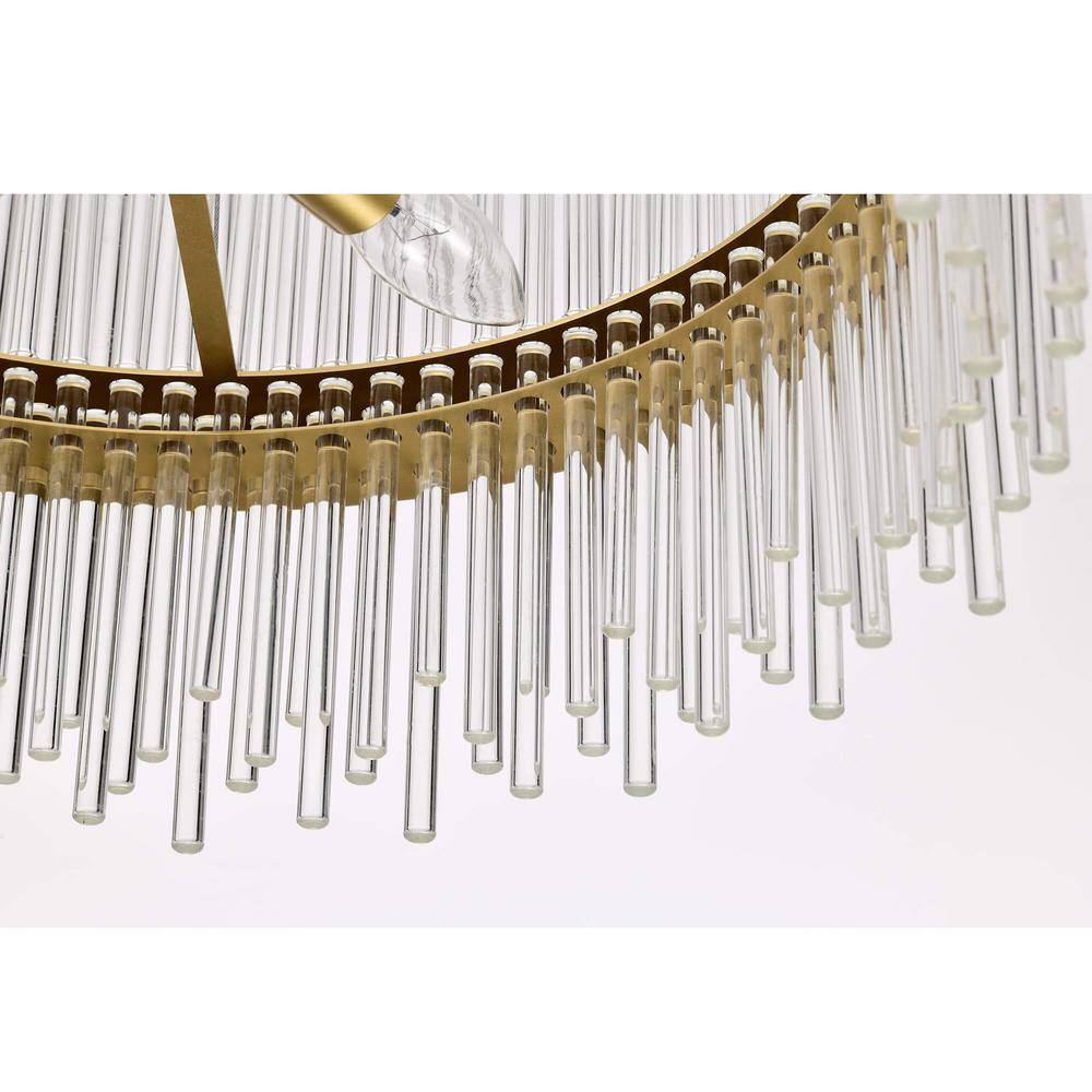 Casandra 18.1" Gold Drum Chandelier with Clear Crystal Bars