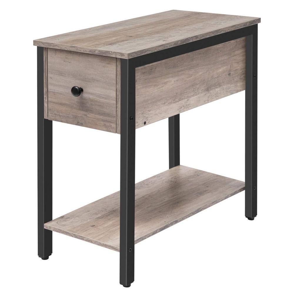 Cubilan 23.6 in. W Greige and Black Rectangle Wood End Table with 1-Drawer  B08HGZTMD7 - The Home Depot