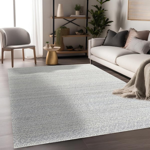 EORC Ivory 9 ft. x 12 ft. Hand-Knotted Wool Modern Lori Baft Gabbeh Solid Color Area Rug