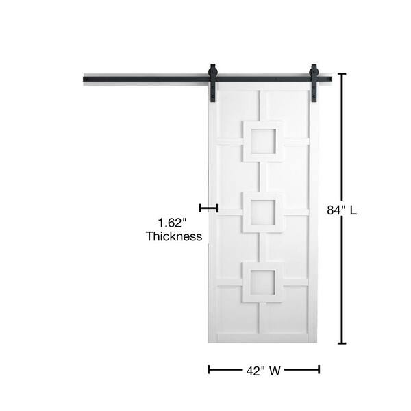 42 in. x 84 in. Mod Squad Bright White Wood Sliding Barn Door with Hardware Kit