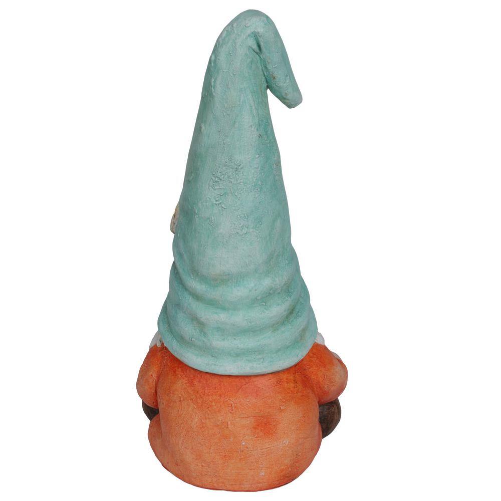 Whimsical Ceramic Gnome with Turquoise Hat Reading Book