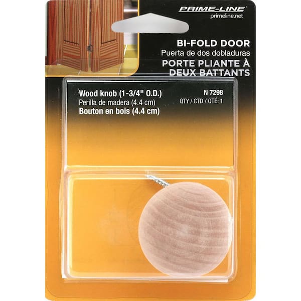 Prime-Line Bi-Fold Door Pull Knob with screw, Wood N 7298 - The