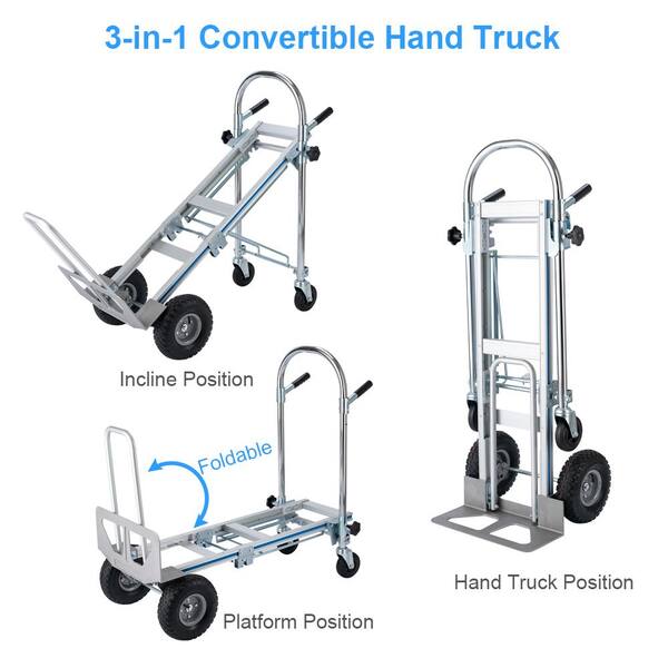 770lbs 51" Foldable 2 in1 Hand Truck Height Convertible Commercial Household Use 