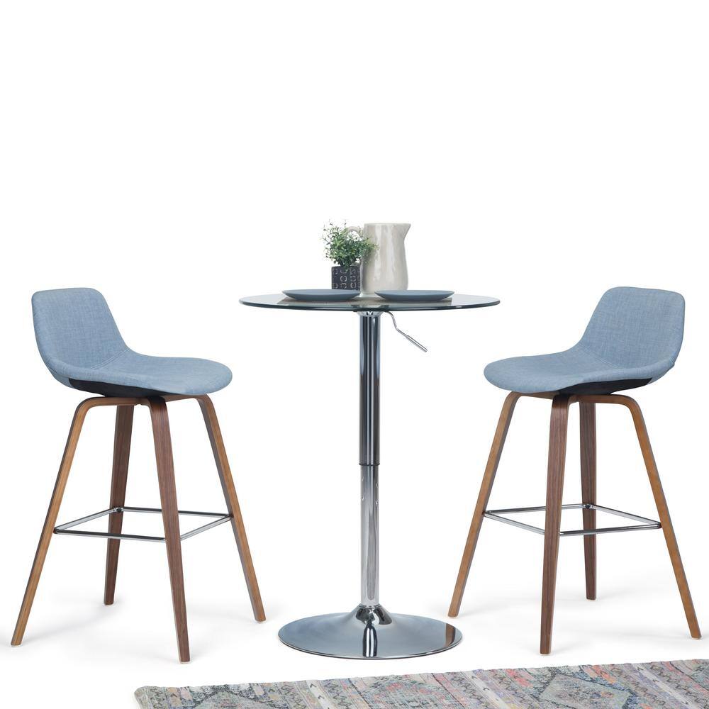 Randolph Denim Grey Linen Bentwood Counter Stools, Set of 2