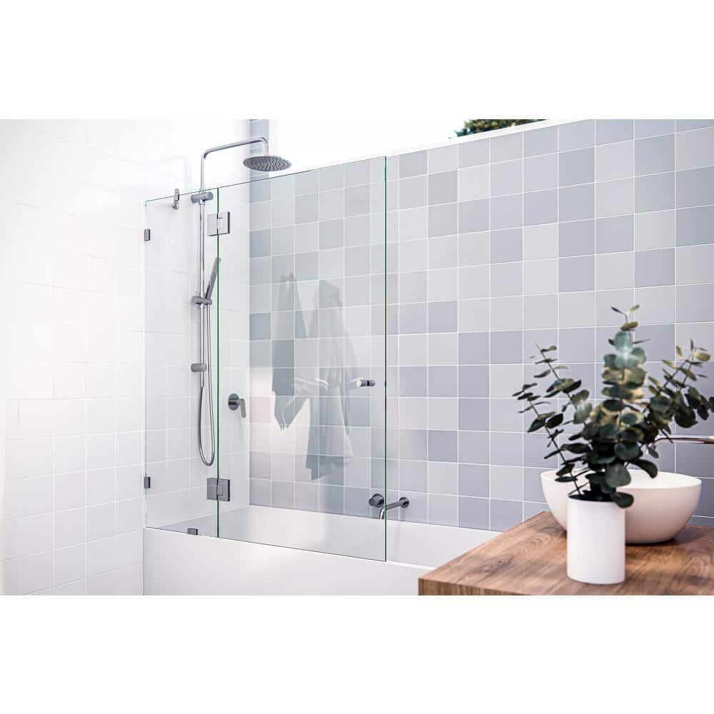 Halo 48.5" x 58.25" Frameless Glass Bathtub Door with Chrome Hinges