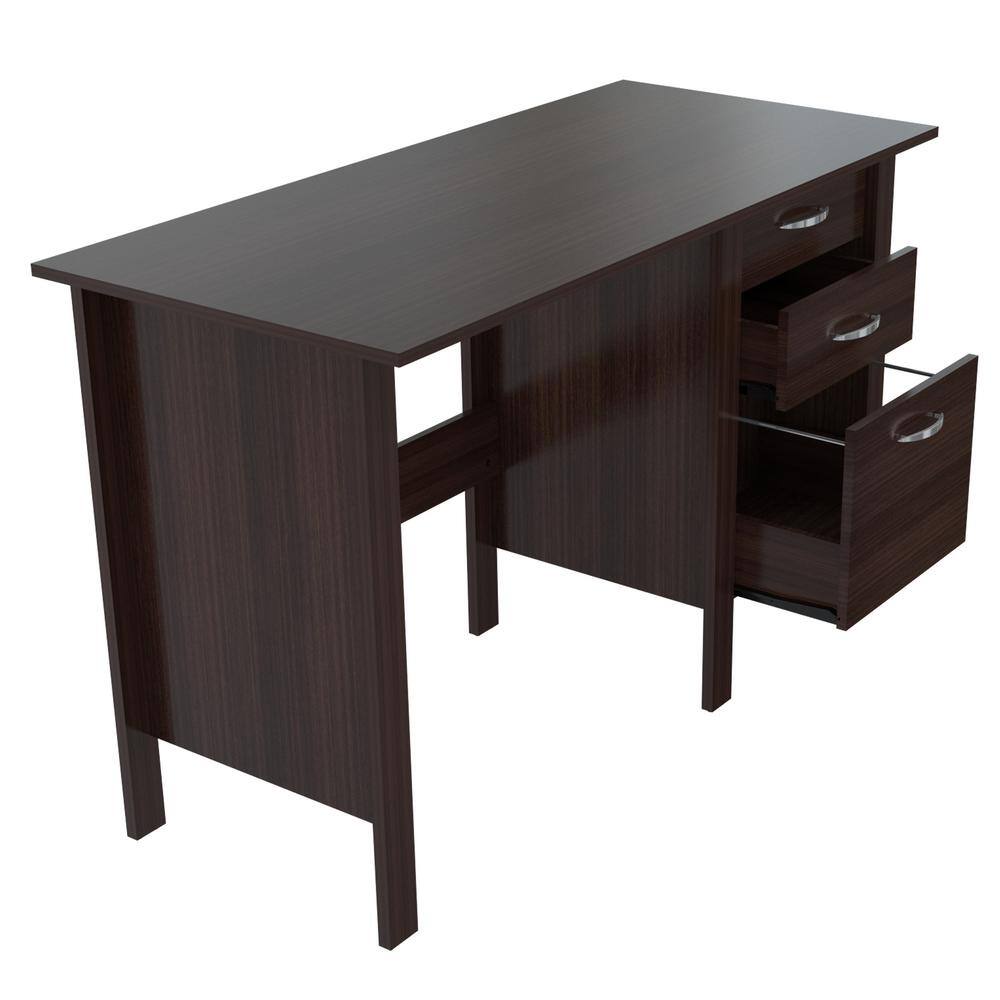 Inval 47 in. Espresso Wengue Rectangular 3 Drawer Computer Desk with