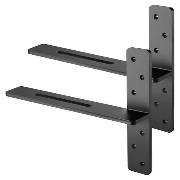 T Shelf Bracket 2 Piece 200 lbs. Weight Capacity 16 x 2.89 x 12 in./406.4 x 73.5 x 304.8 mm Solid Steel Heavy Duty Black