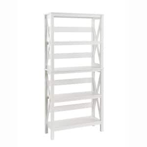X-Frame 5-Tier 63.4 in. H x 30 in. W 11.8 in. D Laminated Wood Bookshelf Shelving Unit in White