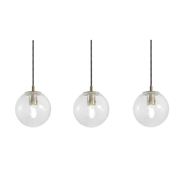Palla 60-Watt 3-Light Pendant Light Light Antique Brass with Painted Glass Shade