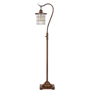 59.25 in. H Rust Metal Floor Lamp with Glass Shade