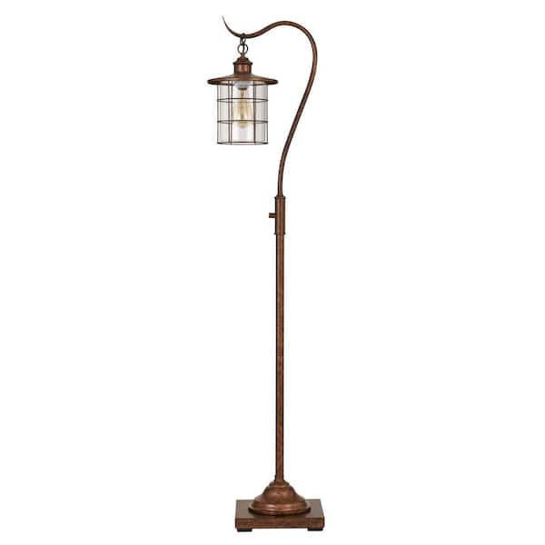 CAL Lighting 59.25 in. H Rust Metal Floor Lamp with Glass Shade