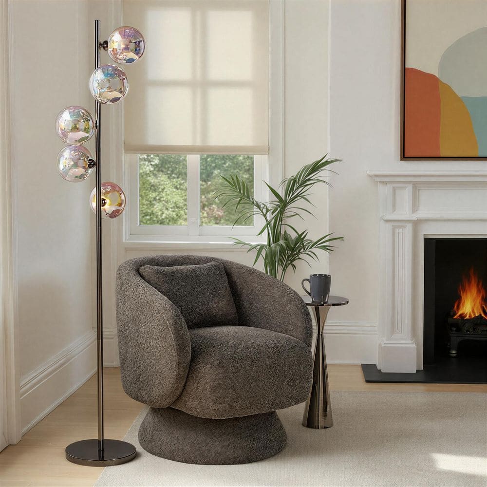 Lumisource Bubbles 67 in. Black Chrome Metal and Iridescent Glass