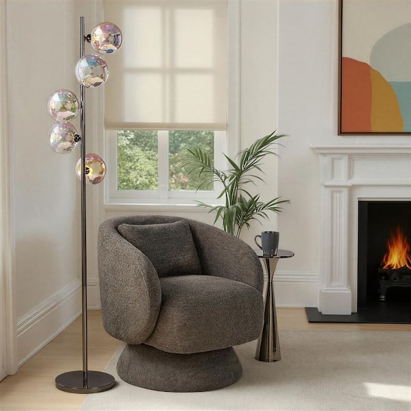 Bubbles 67 in. Black Chrome Metal and Iridescent Glass Column Floor Lamp