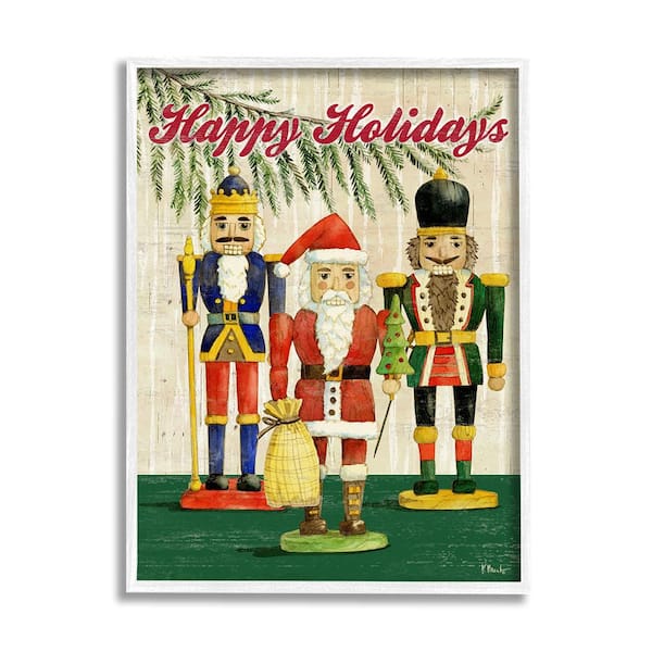 Stupell Industries Happy Holidays Nutcrackers by Paul Brent 1 Piece Framed Graphic Print People Poster Art Print 20 in. x 16 in.