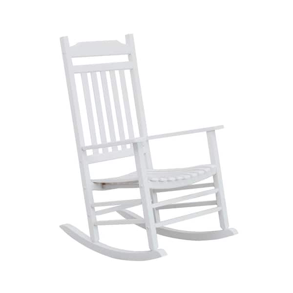 BplusZ White Wood Outdoor Rocking Chair Vermont Porch Patio Rocker Classic