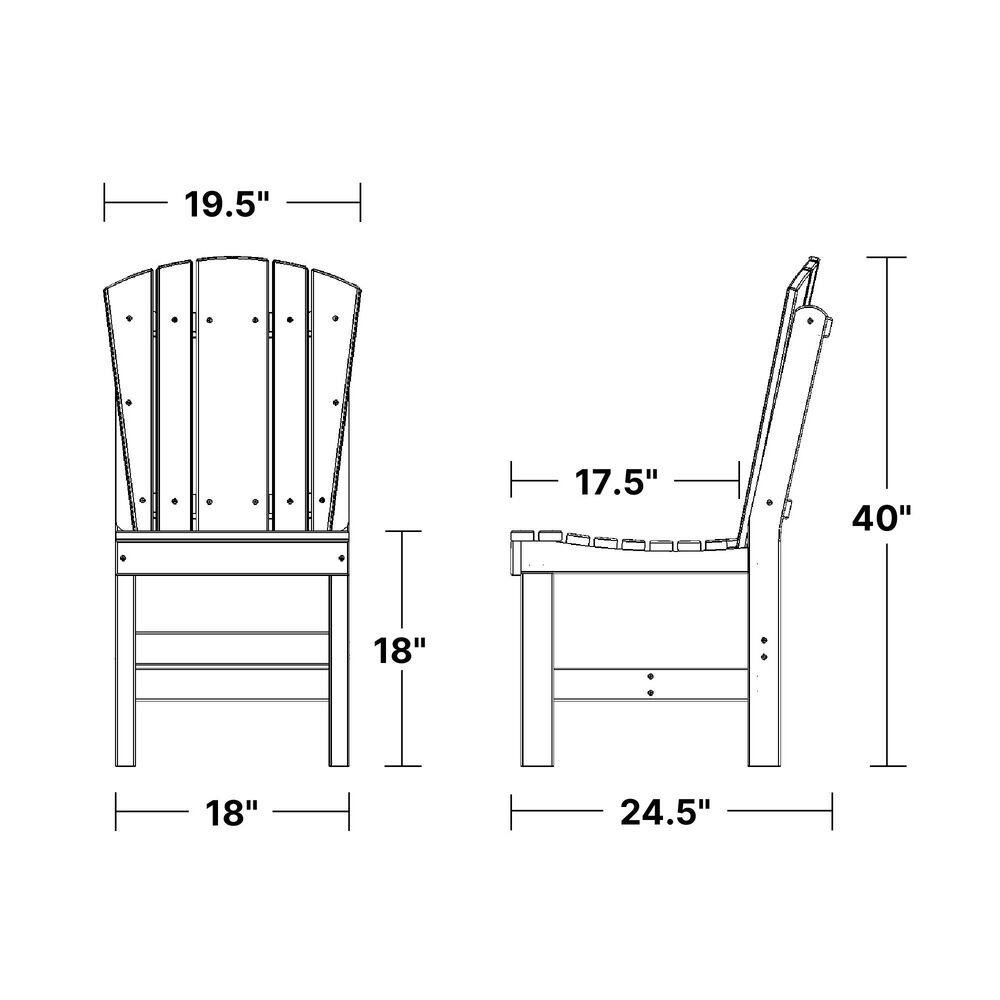 Detailed dimensions diagram of the dining side chair.
