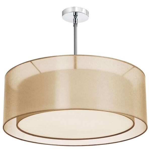 Filament Design Catherine 4 Light Incandescent Satin Chrome Chandelier with Gold Organza Shades