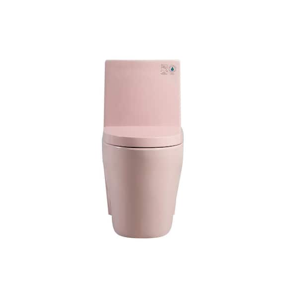 1-Piece 1.1/1.6 GPF Dual Flush Elongated Pink Toilet with Soft Closing Seat