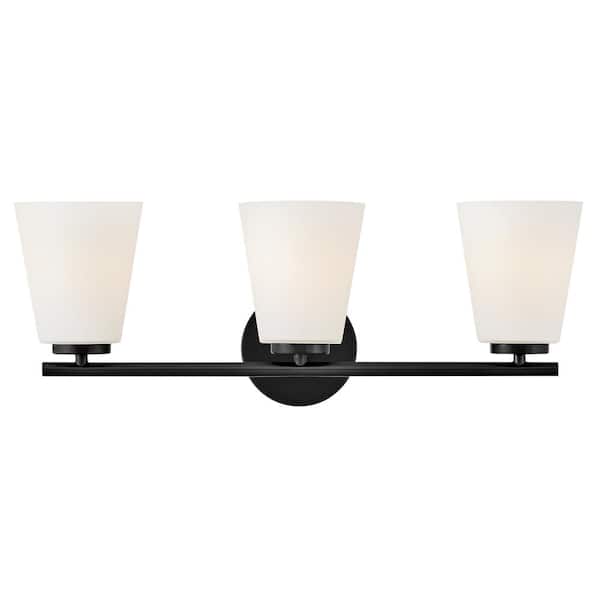 LARK Bri 24.0 in. 3 Light Black Vanity Light