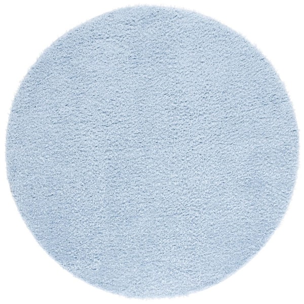 Lindsay Shag 7 ft. x 7 ft. Aqua Modern Solid Round Area Rug