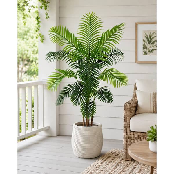 StyleWell 6ft Faux Areca Palm Tree in White Pot T4446 - The Home Depot