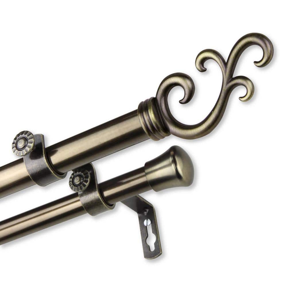 28 in. to 48 in. 13/16 in. Adjustable Carolyn Double Curtain Rod in Antique