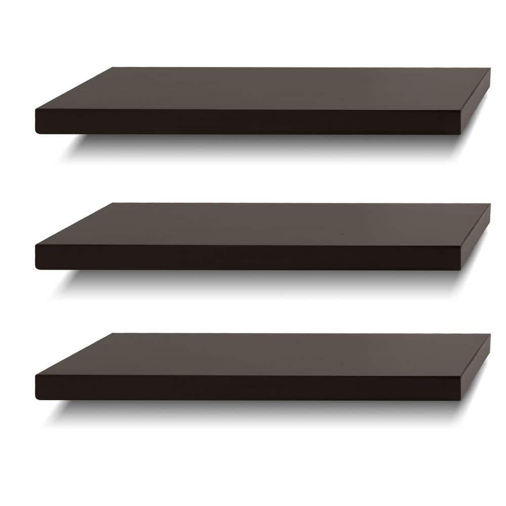 17 in. W x 6.7 in. D Wood Floating Decorative Wall Shelf Set of 3