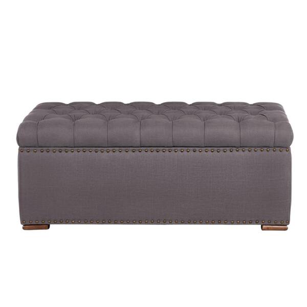 Home Decorators Collection Rectangular Evere Charcoal Gray Upholstered Storage Ottoman (41.34 in. W x 16.54 in. H)
