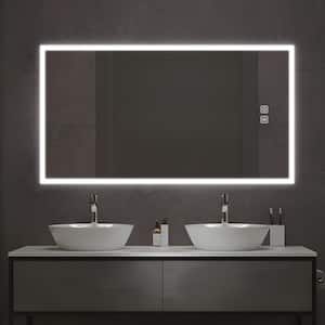 26 in. W x 47 in. H Rectangular Frameless LED Dimmable Anti-Fog Silver Bathroom Vanity Mirror in Silver