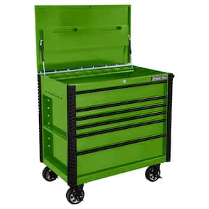 EX Professional 41 in. 6-Drawer Tool Utility Cart with Bumpers in Lime Green