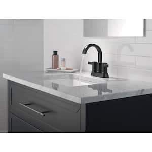 Albion 4 in. Centerset  2-Handle Bathroom Faucet with Drain Kit Included in Matte Black