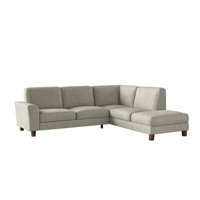 Zoey 2-Piece Light Beige Linen-Like Fabric 4-Seater L-Shaped Right Facing Chaise Sectional Sofa