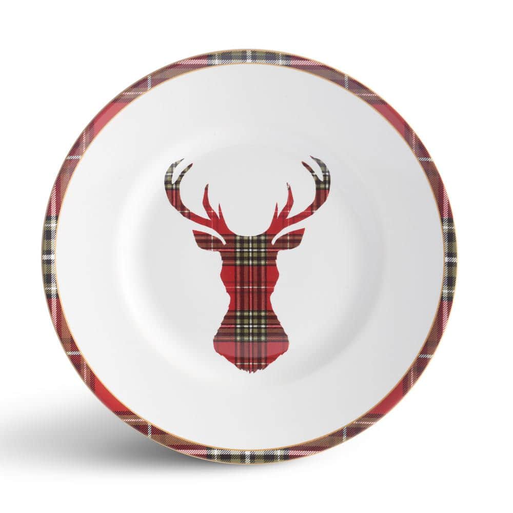 Wexford Red Plaid Holiday Porcelain Dinnerware Set, 12-Piece
