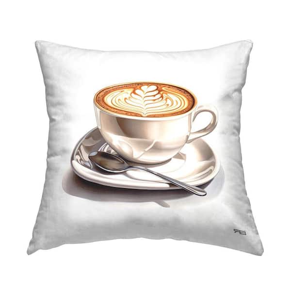 Stupell Industries Rich Latte Mug Brown Print Polyester 18 in. x 18 in. Throw Pillow