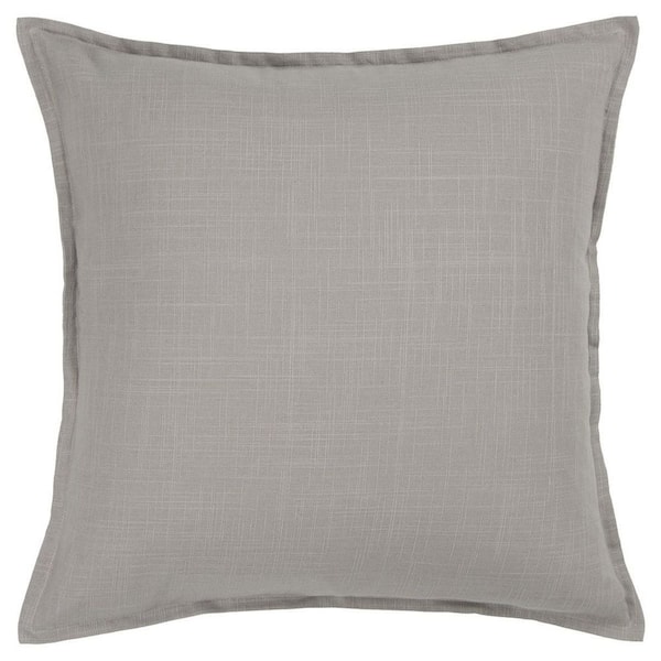 Gray Solid Polyester 20 in. x 20 in. Throw Pillow