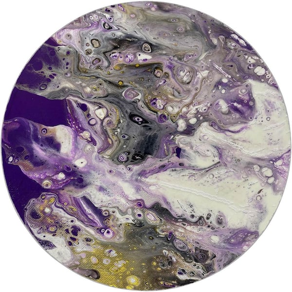 Dream Shag Premium Machine Washable Abstract ADS52 Amethyst 8 ft. x 8 ft. Round Rug