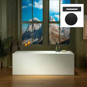 67 in. x 31.5 in. Soaking Bathtub with Reversible Drain in White with Matte Black