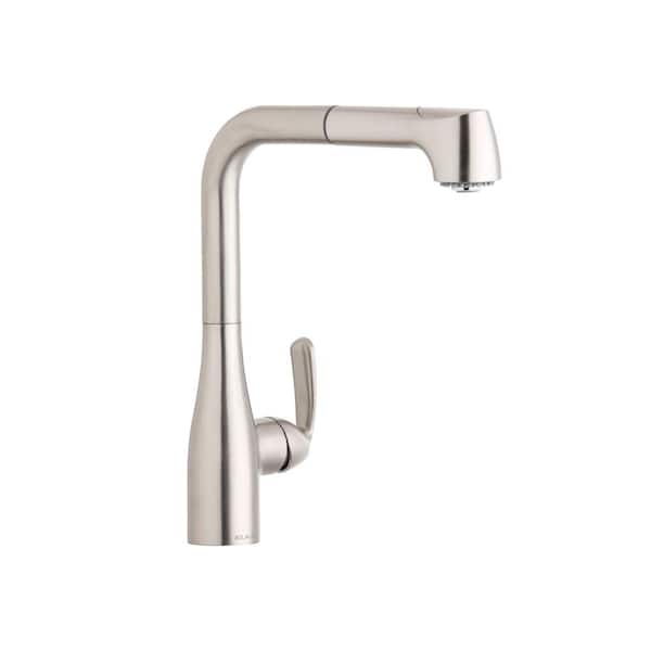 Elkay Gourmet Single-Handle Pull-Out Sprayer Kitchen Faucet in Brushed Nickel