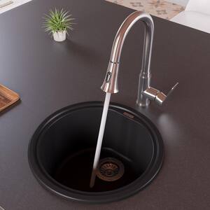 Drop-In Granite Composite 17 in. Single Bowl Kitchen Sink in Black