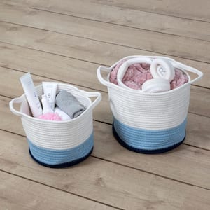 Blue Ombre Nesting Cotton Rope Decorative Baskets (Set of 2))