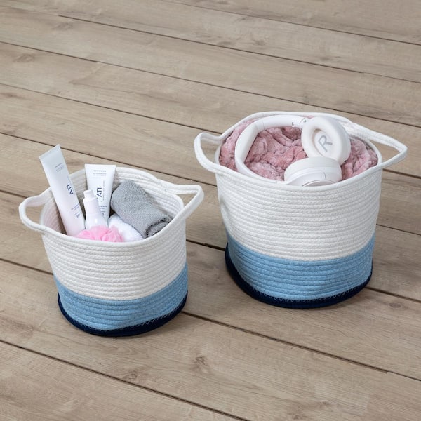 Honey-Can-Do Blue Ombre Nesting Cotton Rope Decorative Baskets (Set of 2))
