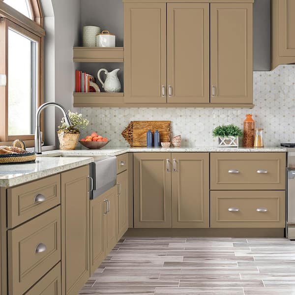 1 gal. #PFC-28 Desert Sandstone Satin Enamel Interior/Exterior Cabinet, Door & Trim Paint