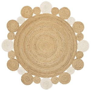 Ayana Two-Tone Jute Hippy Circle Natural/Cream 4 ft. Round Area Rug