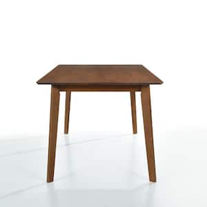 Nereida 63 in. Brown Solid Wood Mid Century Modern Dining Table