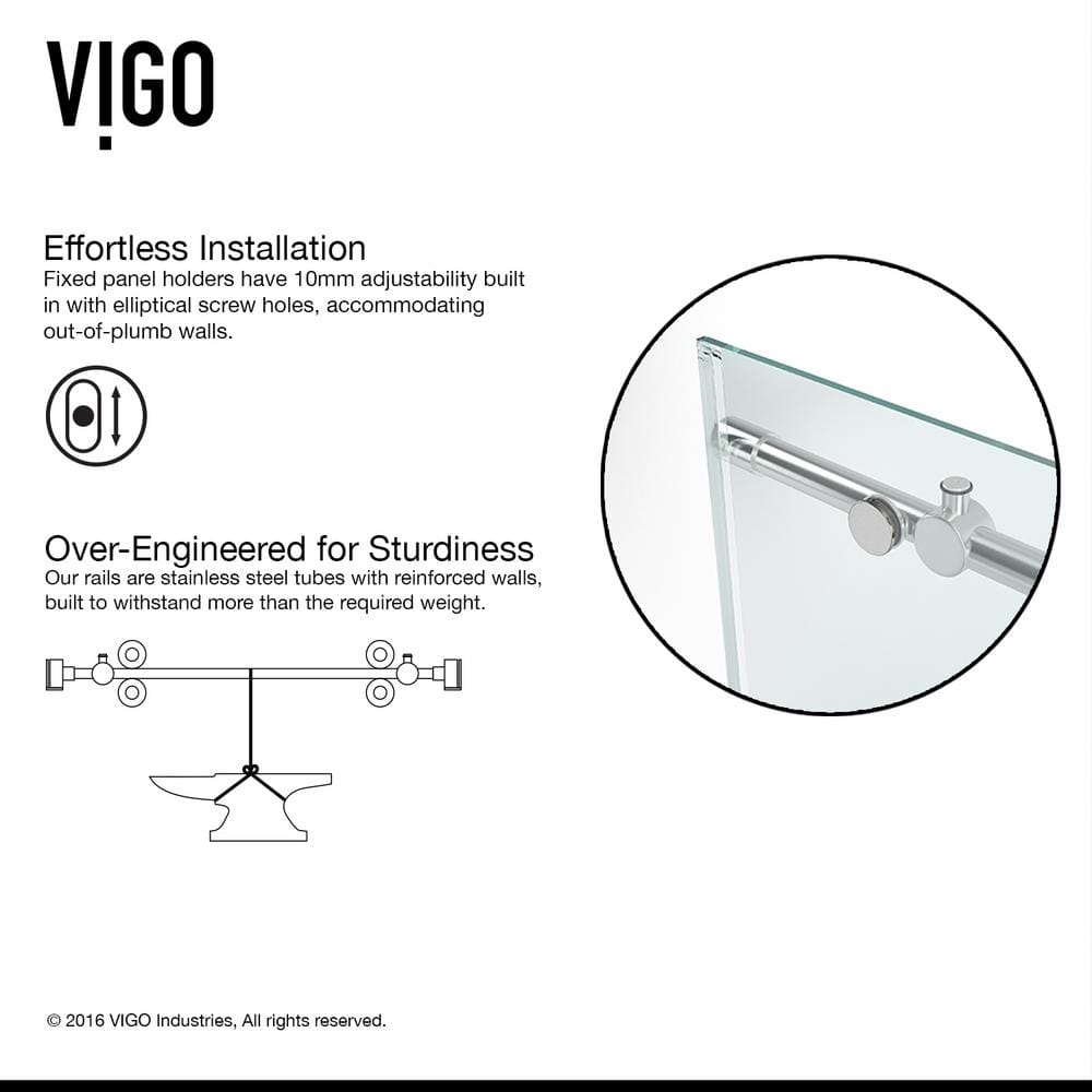 Elan 72" Frameless Sliding Tub Door with Clear Tempered Glass