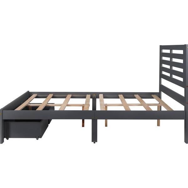 JASMODER Gray Full Size Platform Bed with Drawers WF198181AAE - The ...